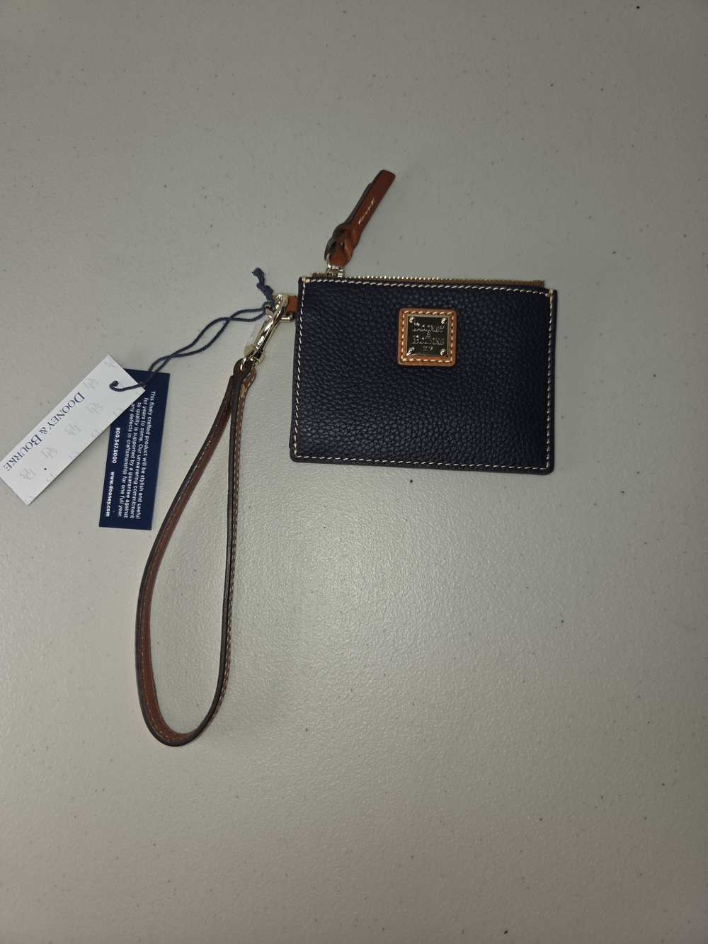 Dooney & Bourke Navy Pebble Leather Zip Wristlet